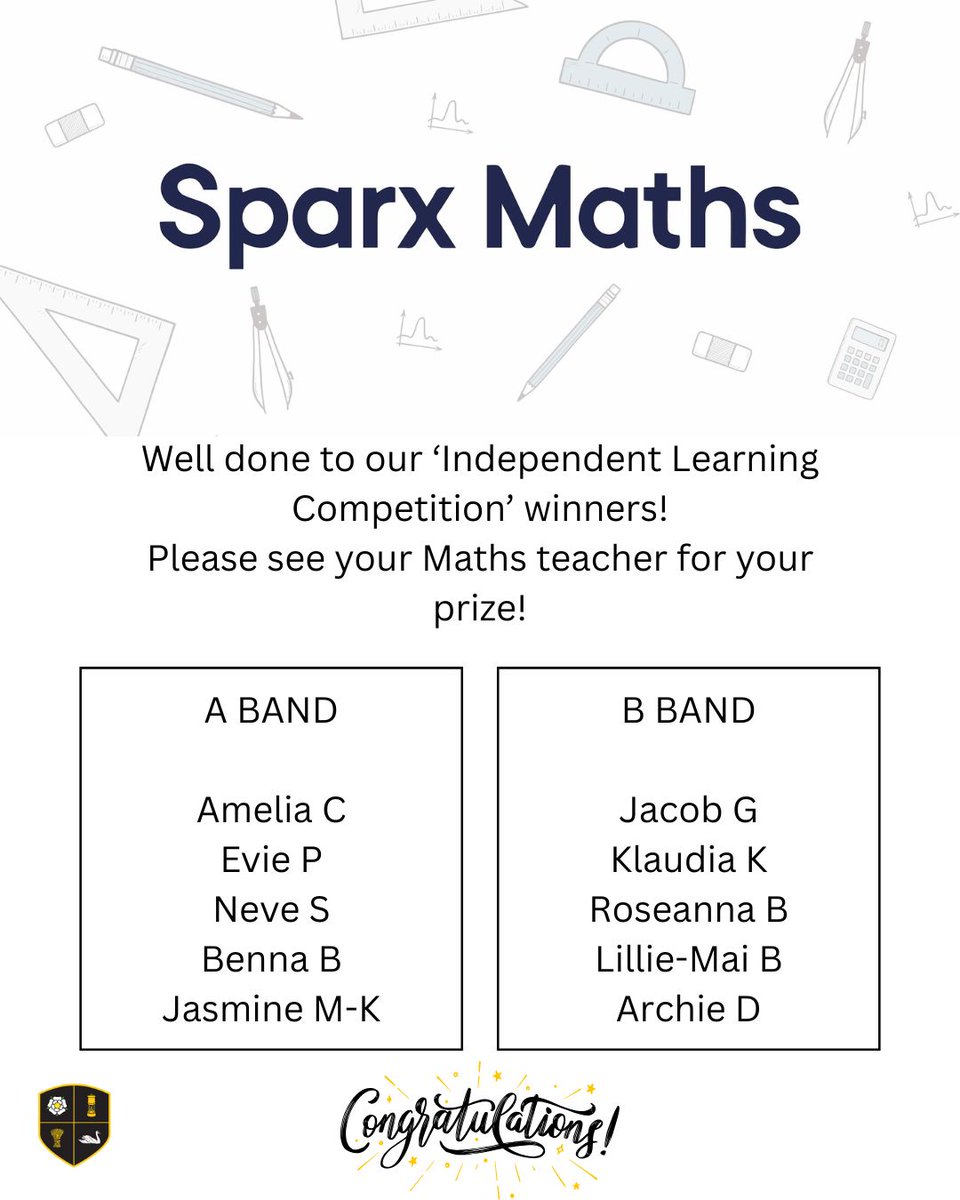 Campsmount Maths have held an independent learning competition this half-term. We would like to say a big thank you for your efforts and congratulations to our winners!
