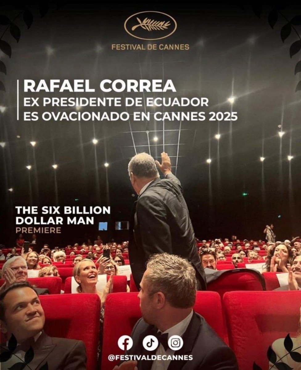 Mil y Una Historias (@milunahistorias) on Twitter photo Rafael Correa (<a href="/MashiRafael/">Rafael Correa</a>), expresidente de Ecuador y protagonista del documental #InflujoPsíquico dirigido por Alejandra Cardona (<a href="/die_klappe/">El lente de Aleja 🎥</a>), es ovacionado en la première del documental sobre <a href="/JulianAssange_/">Julian Assange</a> en <a href="/Festival_Cannes/">Festival de Cannes</a>. Rafael Correa (<a href="/MashiRafael/">Rafael Correa</a>), expresidente de Ecuador y protagonista del documental #InflujoPsíquico dirigido por Alejandra Cardona (<a href="/die_klappe/">El lente de Aleja 🎥</a>), es ovacionado en la première del documental sobre <a href="/JulianAssange_/">Julian Assange</a> en <a href="/Festival_Cannes/">Festival de Cannes</a>.