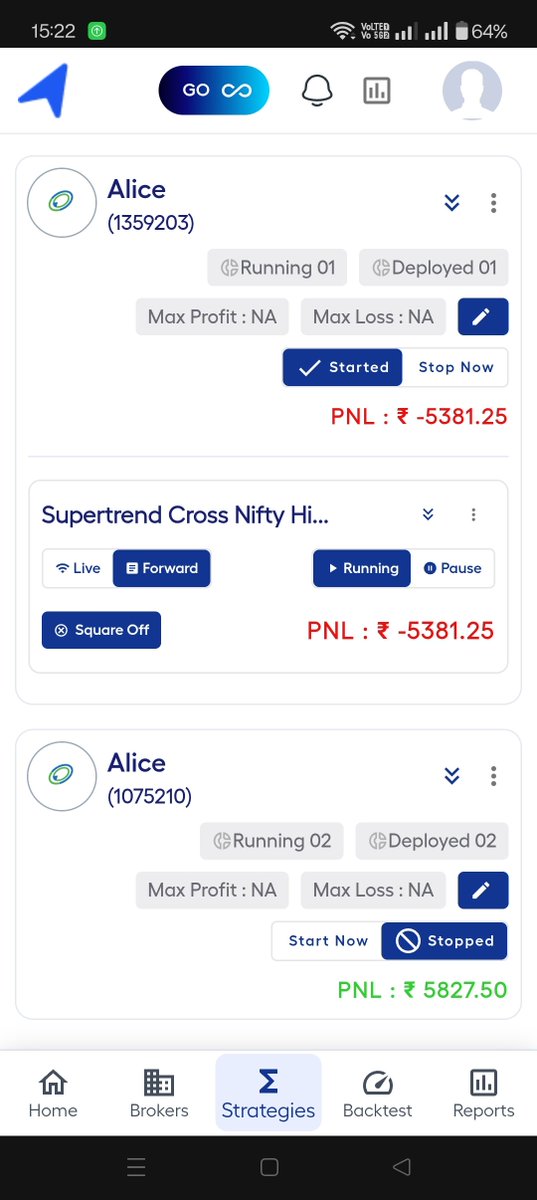 Closed Nifty hybrid in first hour as 2% profit was achieved. Made changes in Supertrend strategy to avoid the day before yesterday's glitch. Back to forward testing.

Quantity size: 1 lot each
Link to Nifty Hybrid strategy: youtu.be/ELmqM-mGKlo?si…
Nifty Supertrend: Still under