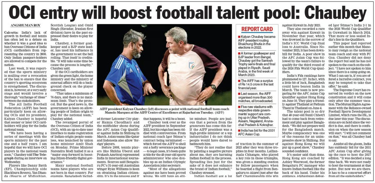 Indian Football Team (@indianfootball) on Twitter photo 📰 #MediaWatch <a href="/ttindia/">The Telegraph</a> 🗞️
In the 2024-25 season, the AIFF has organised 1,772 Matches, showcasing a commitment to expanding the Sport's reach across the Nation.
To enhance the visibility of the Matches, the AIFF has teamed up with Shrachi Sports and Sony Sports Network to 📰 #MediaWatch <a href="/ttindia/">The Telegraph</a> 🗞️
In the 2024-25 season, the AIFF has organised 1,772 Matches, showcasing a commitment to expanding the Sport's reach across the Nation.
To enhance the visibility of the Matches, the AIFF has teamed up with Shrachi Sports and Sony Sports Network to