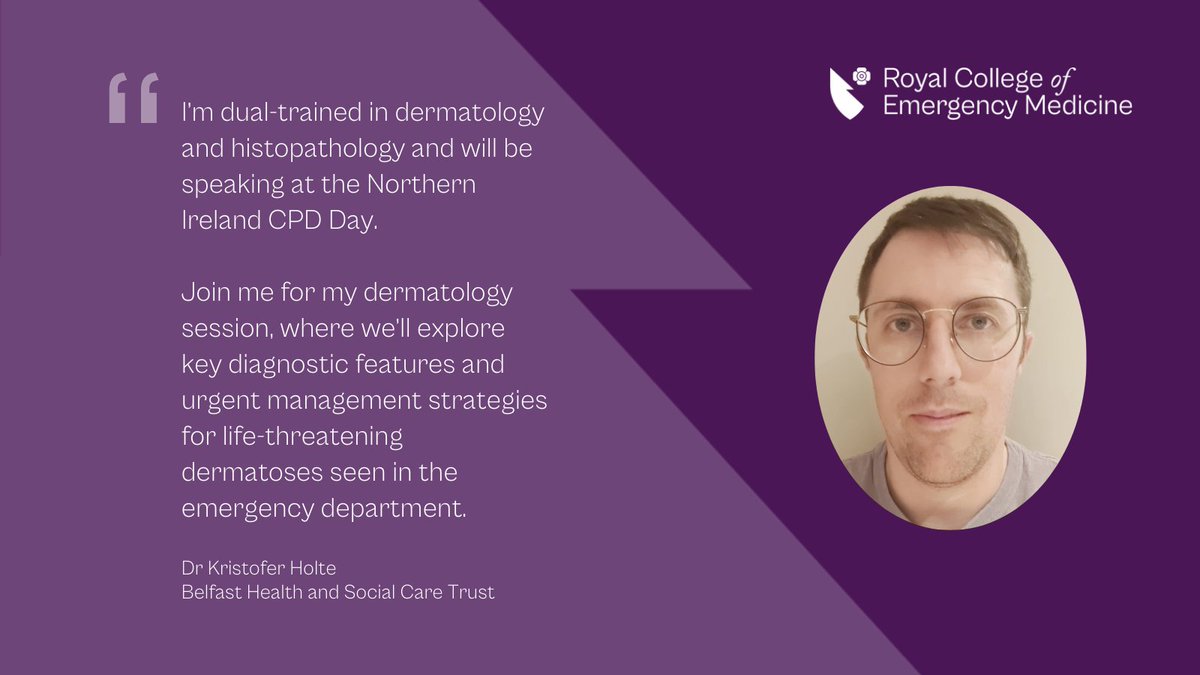 Join us for Northern Ireland CPD Day — featuring a dynamic programme aligned with the RCEM curriculum. Hear from speakers including Dr Holte on his Dermatology session.

🔗 bit.ly/4jDCXb1

#RCEMNI #EmergencyMedicine #CPD