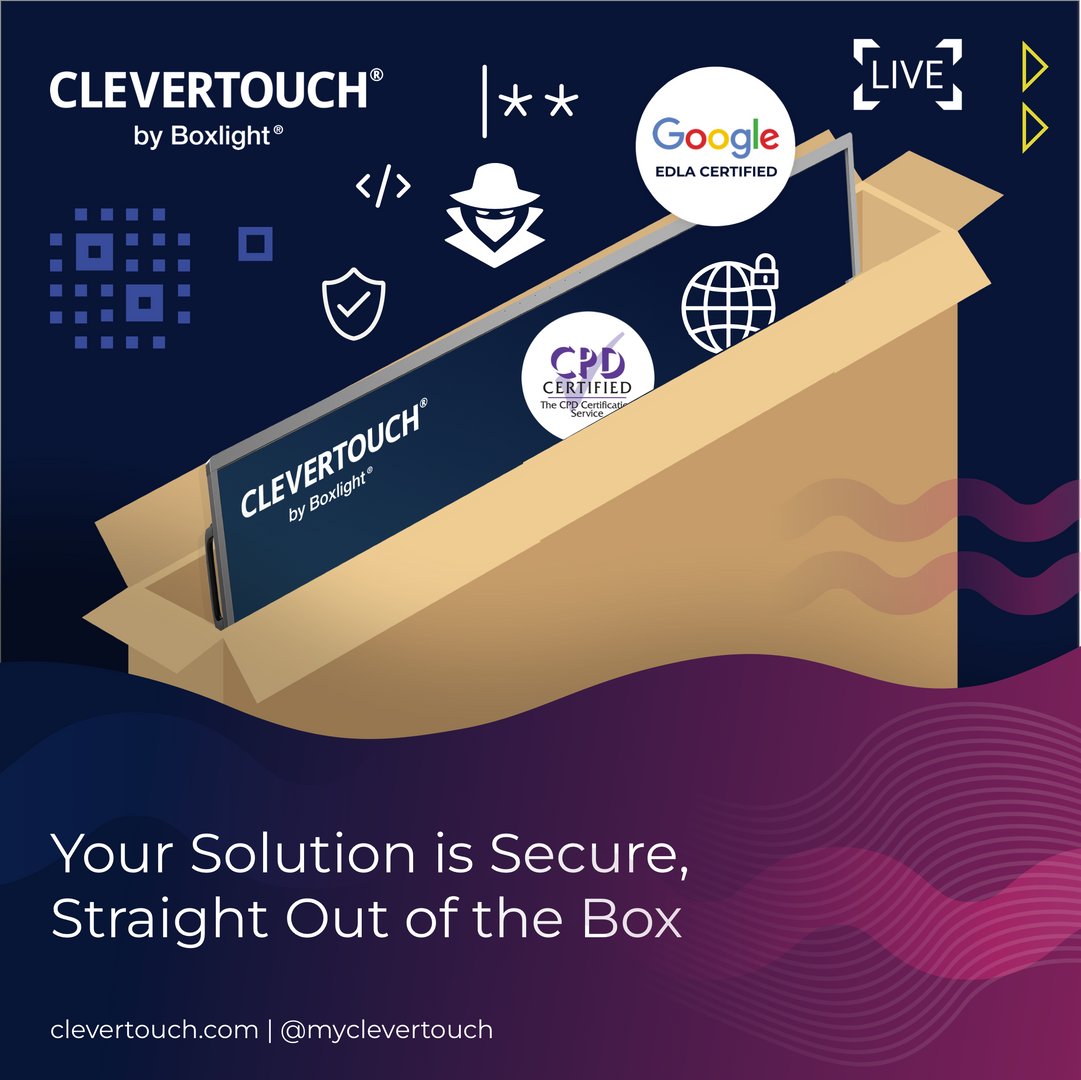 When you choose Clevertouch, security is built in from day one.
🔑 Take Control from Anywhere
⚡ Over-the-Air Updates
🔒 Advanced Protection with EDLA
🛡️ Safe Search by Default
With Clevertouch, peace of mind comes standard clevertouch.com/about/security…