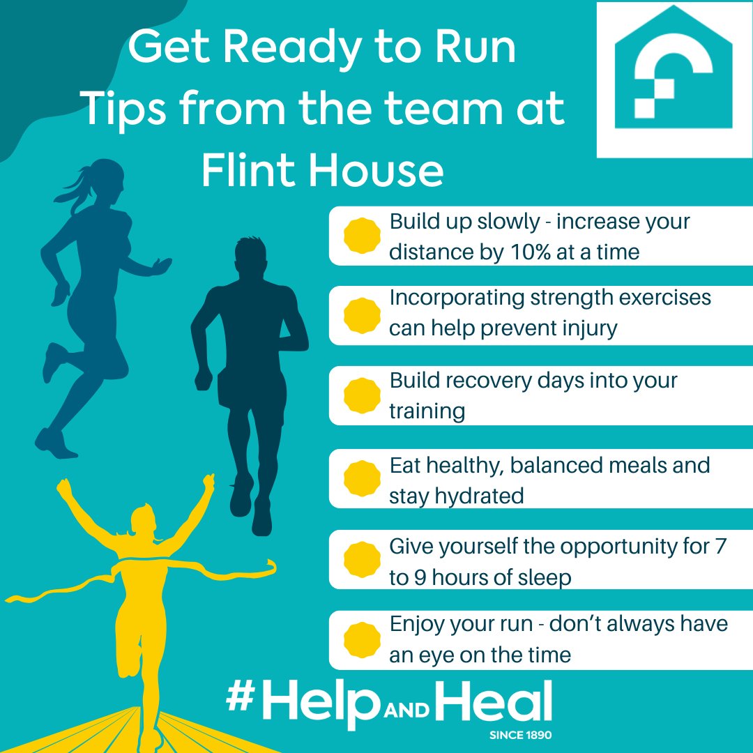 Are you in training for one of our fundraising challenges?  Here are some top tips from our physio &amp; rehab team to help you prepare.

If you’re not already signed up, visit flinthouse.co.uk/fundraising/ to find a challenge for you.

#challenges #runforcharity #fundraising #runningtips