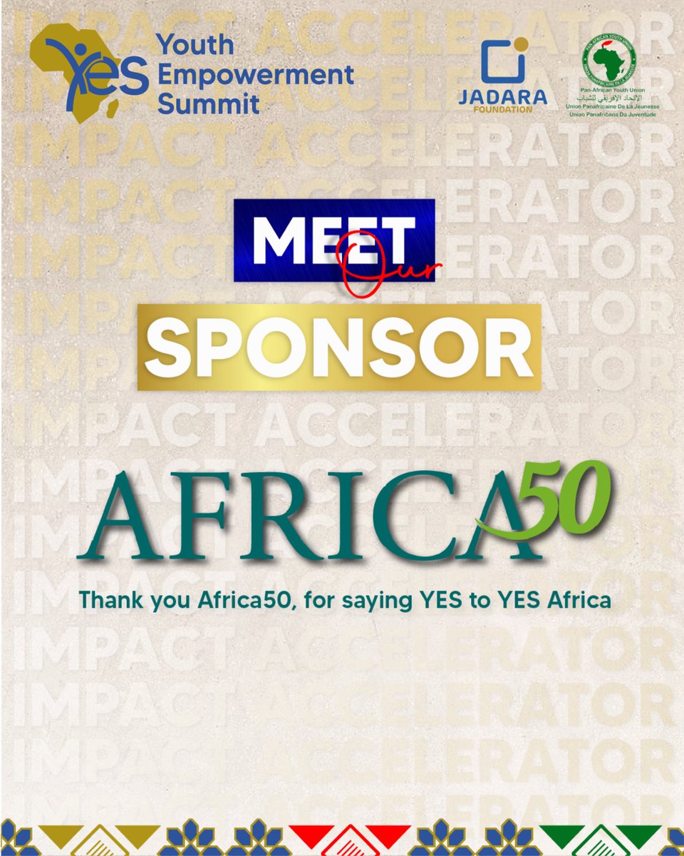 Yes_summit's tweet image. Honored to have @Africa50 as an Impact Accelerator Sponsor! They&apos;re investing in Africa&apos;s future by empowering youth in NEET situations. Thanks for trusting us &amp;amp; building a stronger future for Africa&apos;s youth 🤝✨  #ImpactAccelerator #NEETYouth #YouthEmpowermentsummit