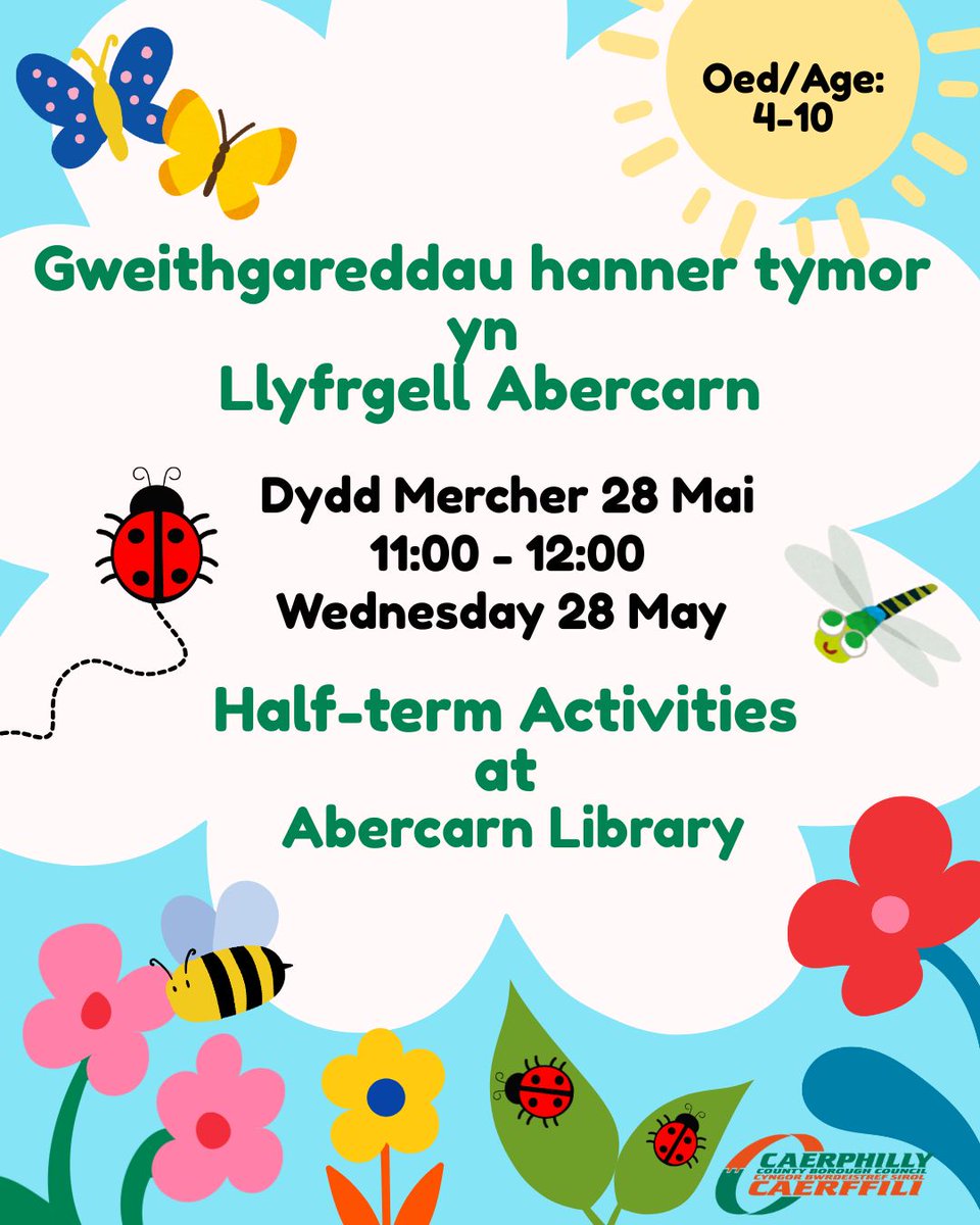 Dydd Mercher 28 Mai yn Llyfrgell Abercarn!!

Wednesday 28th May in Abercarn Library!!