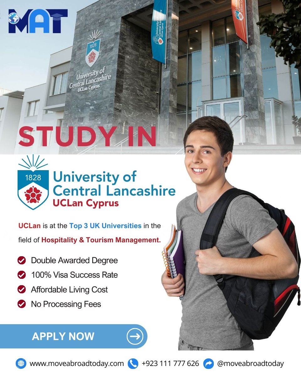 Moveabroadtoday's tweet photo. 🎓 Study at UCLan Cyprus – Your UK Degree in Europe!  📷 Study smart, live better and graduate with a globally respected qualification!  📷#UCLanCyprus #StudyInCyprus #HospitalityManagement #UKDegree #MoveAbroadToday #DoubleDegree #VisaSuccess #StudyAbroad2025 #FreeVisaSupport https://t.co/xBLLXhHqNV