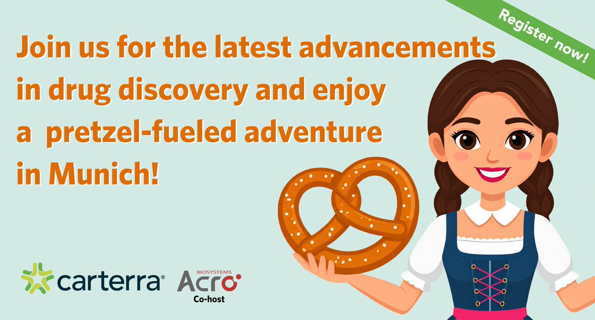 Carterra (@carterra_bio) on Twitter photo Cutting-edge science, top-tier networking, and BAVARIAN PRETZELS โ all in one day!
Hear from trailblazing speakers at <a href="/UniofOxford/">University of Oxford</a>, <a href="/AcrobiosystemsE/">ACROBiosystems EU</a>, <a href="/ImmunoPrecise/">IPA (ImmunoPrecise Antibodies)</a> & Carterra.
โ
Free to attend
๐ฝ๏ธ Lunch included
info.carterra-bio.com/munich-symposiโฆ
#drugdiscovery #antibodydiscovery Cutting-edge science, top-tier networking, and BAVARIAN PRETZELS โ all in one day!
Hear from trailblazing speakers at <a href="/UniofOxford/">University of Oxford</a>, <a href="/AcrobiosystemsE/">ACROBiosystems EU</a>, <a href="/ImmunoPrecise/">IPA (ImmunoPrecise Antibodies)</a> & Carterra.
โ
Free to attend
๐ฝ๏ธ Lunch included
info.carterra-bio.com/munich-symposiโฆ
#drugdiscovery #antibodydiscovery