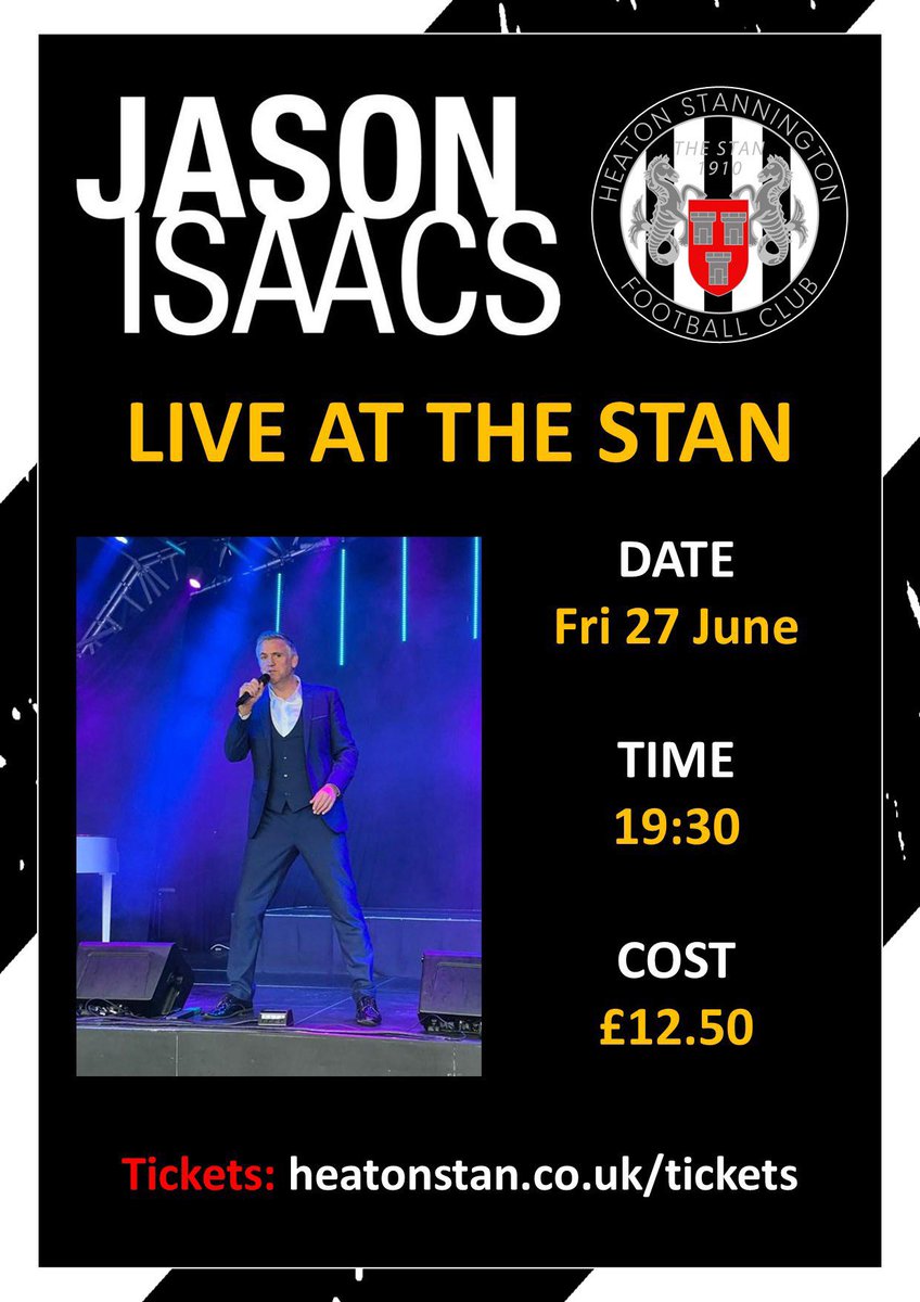 JASON ISAACS LIVE

We are pleased to be welcoming Jason Isaacs to the Stan for what promises to a great night of swing music on Friday 27 June.

Grab your tickets now for just £12.50: heatonstanfc.ktckts.com/event/heaevent…