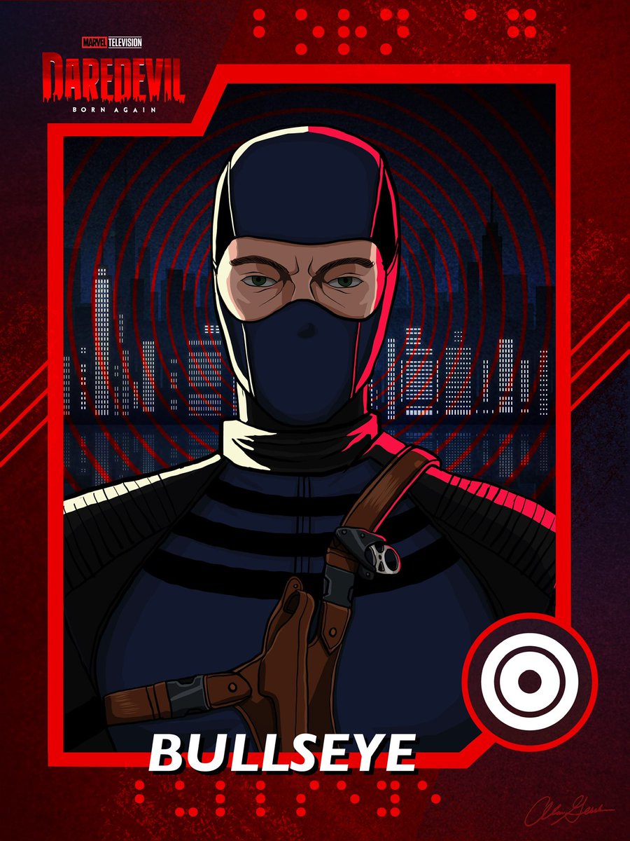 Here’s a new #digitalart tribute of #wilsonbethel as #Bullseye from <a href="/MarvelStudios/">Marvel Studios</a> <a href="/Daredevil/">Daredevil</a> #bornagain 

#tradingcard tribute drawn on the #iPadProart in #adobeillustrator so much fun!😃 #DaredevilBornAgain       <a href="/TheNewtonBros/">The Newton Brothers</a> #Marvel #daredevilart #comics #Daredevil  #fanart