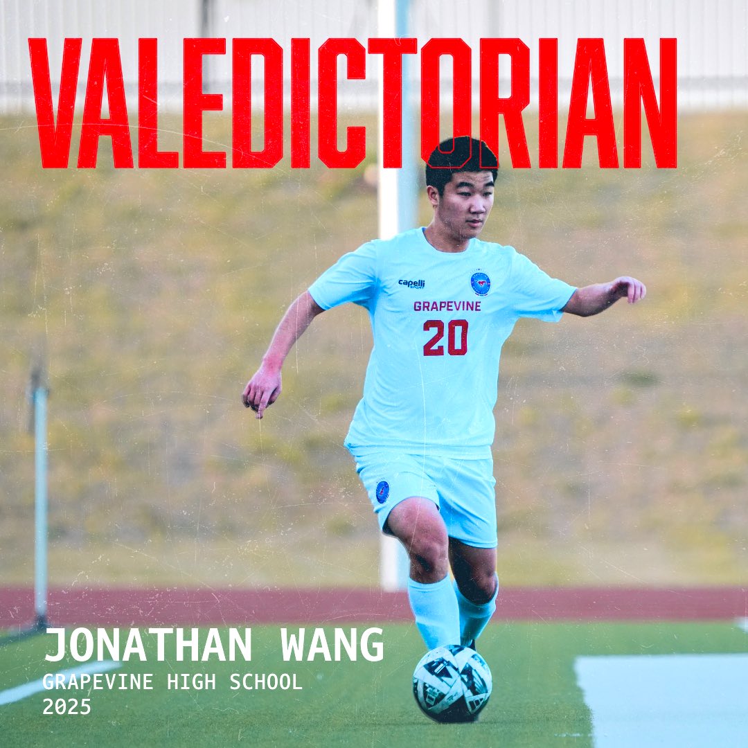GHS Men's Soccer (@ghs_menssoccer) on Twitter photo Massive congratulations to our incredible midfielder, Jonathan Wang, for earning the title of Valedictorian for Grapevine High School's Class of 2025! 🌟 So much talent and dedication! 🤯Jonathan! 🎓 #Valedictorian2025 #mustangnation <a href="/GCISD_Athletics/">GCISD Athletics Dept.</a> <a href="/GCISD/">Grapevine-Colleyville ISD</a> <a href="/Grapevine_HS/">Grapevine High School</a> Massive congratulations to our incredible midfielder, Jonathan Wang, for earning the title of Valedictorian for Grapevine High School's Class of 2025! 🌟 So much talent and dedication! 🤯Jonathan! 🎓 #Valedictorian2025 #mustangnation <a href="/GCISD_Athletics/">GCISD Athletics Dept.</a> <a href="/GCISD/">Grapevine-Colleyville ISD</a> <a href="/Grapevine_HS/">Grapevine High School</a>