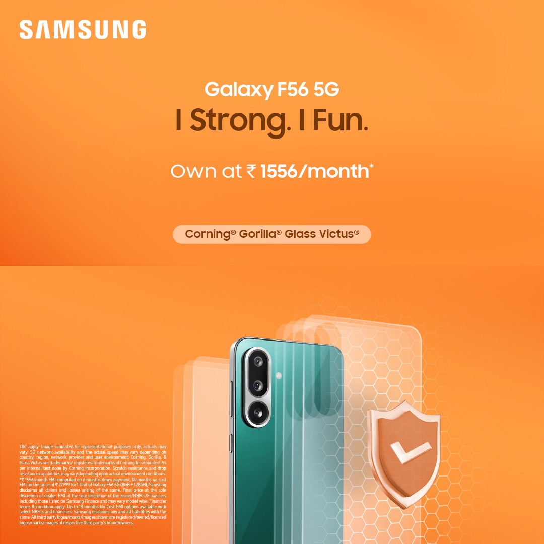 No more fearing gravity! Get the #SamsungGalaxyF56 5G and do the drop test to witness the magic of toughness with #CorningGorillaGlassVictus+! Wait no more. Go and grab yours at ₹ 1556/month on samsung.com. #IclickIfun #SlimmestGalaxyF #LoveForGalaxyF56 #Samsung