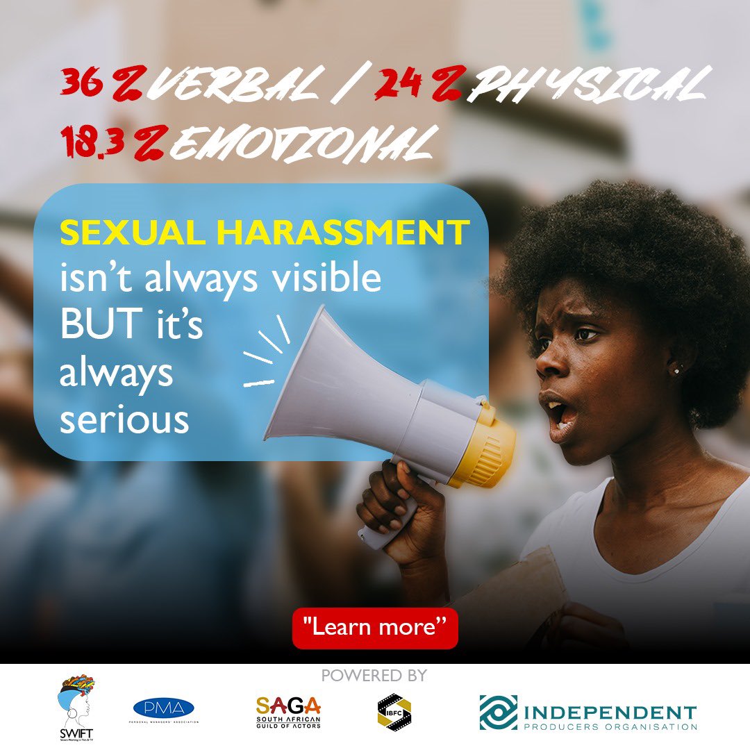 Conduct a sexual harassment workshop prior to commencement of production. Make this mandatory across all YOUR productions

For more information visit: swiftsa.org.za/programmes/
Get in touch with SWIFT: admin@swiftsa.org.za

  #GBV #CodeOfGoodPractice #SexualConductOfficers