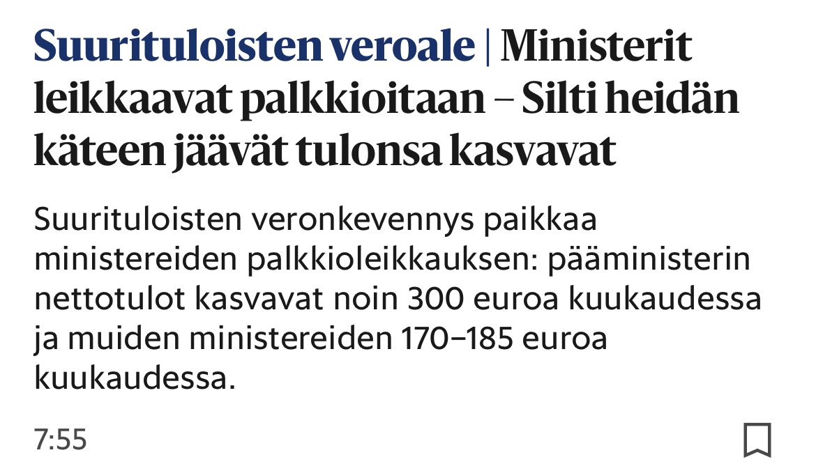 Kappas. Nythän tässä näytti käyvän juuri niin kuin kuukausi sitten kyselin.

Hallitukselle toinen ilmainen vinkki: tämän voi halutessaan korjata. ☺️