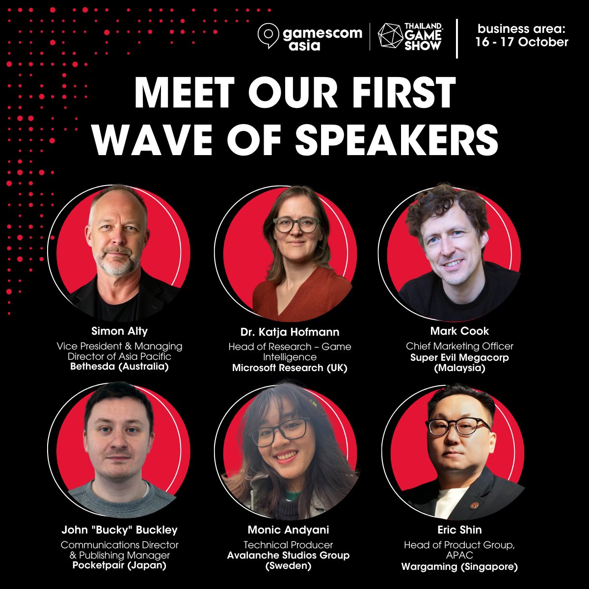 gamescomasia's tweet image. 🎤 First wave of speakers revealed! Join the gamescom asia x Thailand Game Show 2025 conference — featuring 2 tracks:
• Game Dev & Production
• Publishing & Biz Strategies
Apply to speak by 31 May: bit.ly/49Cbp1p