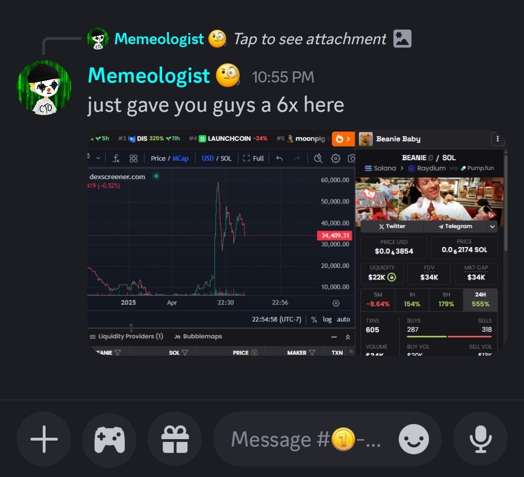memeologist99's tweet photo. Just dropped the discord a 6x on #Beanie
Dm for discord link for more insider plays 🔍 https://t.co/6b30LY7yVN