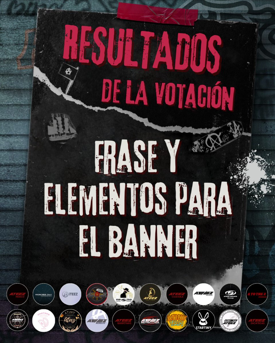 ateez_cdmx's tweet photo. [📢] ¡ATINY, los resultados están aquí! 

Después de 3 rondas de votación, se ha elegido la frase y los elementos que formarán parte del banner del concierto. 💫

#ATEEZ #에이티즈 #In_Your_Fantasy #In_Your_Fantasy_Mexico https://t.co/GhRtgj2120