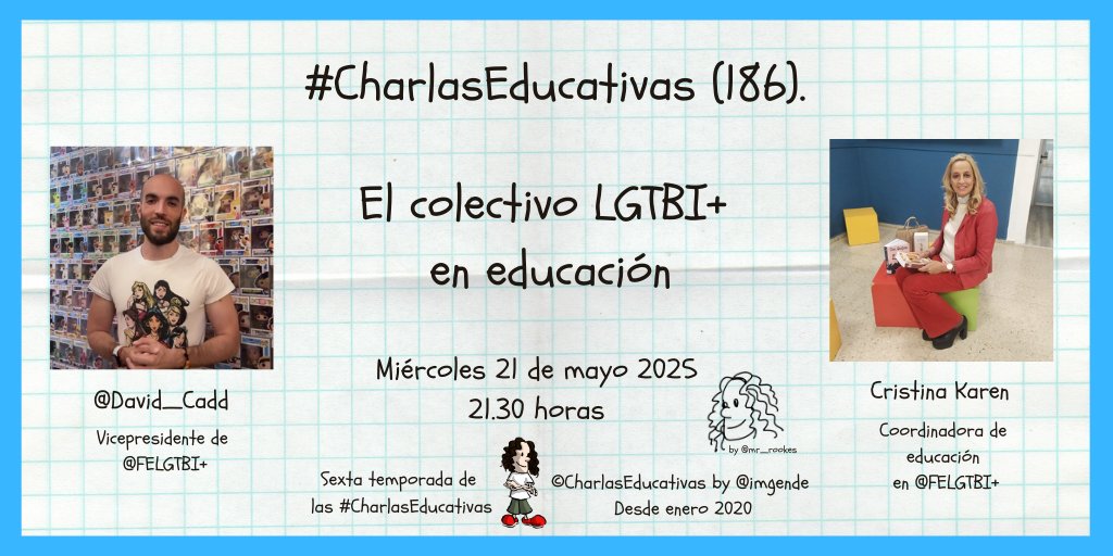 Ingrid Mosquera (@imgende) on Twitter photo 💯 Ya disponible la charla 🔝 con <a href="/David_Cadd/">David Armenteros 🧑🏻🏫🏳️🌈</a> y Cristina Karen.
Dos horas y media indispensables.
🎙️ charlaseducativas.com/index.php/el-p…
📹 youtube.com/live/ulqznySRL…
🥰 Muchísimas gracias a todas las personas que nos acompañasteis en el directo de vuestras #CharlasEducativas. ❤️ 💯 Ya disponible la charla 🔝 con <a href="/David_Cadd/">David Armenteros 🧑🏻🏫🏳️🌈</a> y Cristina Karen.
Dos horas y media indispensables.
🎙️ charlaseducativas.com/index.php/el-p…
📹 youtube.com/live/ulqznySRL…
🥰 Muchísimas gracias a todas las personas que nos acompañasteis en el directo de vuestras #CharlasEducativas. ❤️
