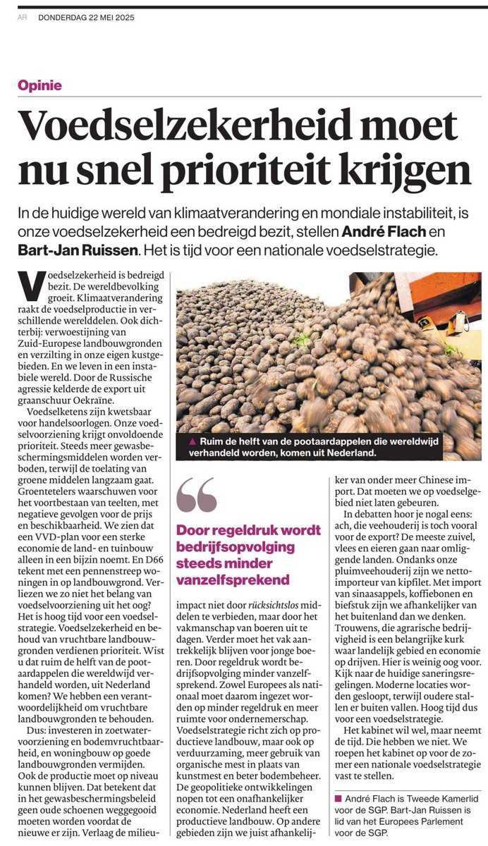 Voedselzekerheid moet snel prioriteit krijgen!
Lees via <a href="/ADnl/">AD.nl</a> ⬇️