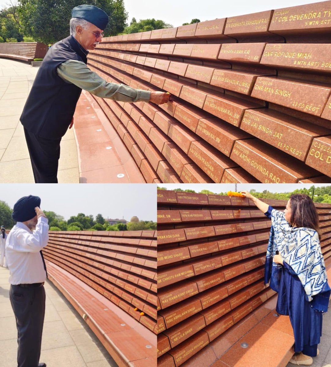 salute2soldier's tweet photo. In a solemn tribute to fallen comrades, serving personnel, veterans, and families stood in heartfelt unity as #MajGen Vikram Sharma, VSM, Colonel of the Regiment, paid homage at #AmarJawanJyoti on the 167th Raising Day of 1/5 GR. https://t.co/vZtoz8MwdB