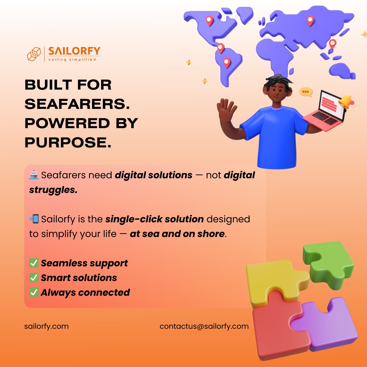 🚢 The seafaring world needs #digitalization, not more complication.

#Sailorfy is launching soon — a platform built to simplify real problems for #seafarers with just one click.

At #sea. On shore. 
Always connected. Always supported.🌊

#MaritimeTech  #LaunchingSoon
