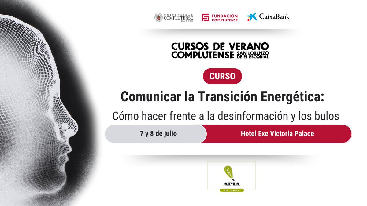 APIA (@apia_es) on Twitter photo Ponencia ‼️
🗓 7 de julio 2025
🏢 Cursos Verano <a href="/fundacionucm/">Fundación Complutense</a>
🕓 10.30 h
Información e inscripciones 👇
apiaweb.org/2025/05/20/api…
<a href="/GemmaTeso/">Gemma Teso Alonso</a> <a href="/elmanyana/">Eloy Sanz</a> Ponencia ‼️
🗓 7 de julio 2025
🏢 Cursos Verano <a href="/fundacionucm/">Fundación Complutense</a>
🕓 10.30 h
Información e inscripciones 👇
apiaweb.org/2025/05/20/api…
<a href="/GemmaTeso/">Gemma Teso Alonso</a> <a href="/elmanyana/">Eloy Sanz</a>