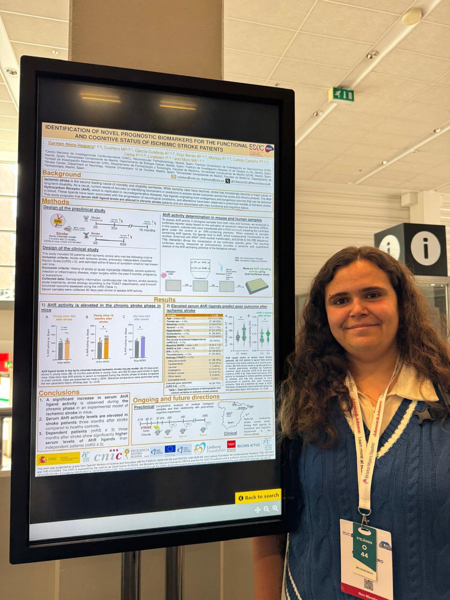 Carmen Nieto (@cnietov20) on Twitter photo Excited to be at #ESOC2025 presenting my poster on novel prognostic biomarkers for functional and cognitive outcomes in ischemic stroke patients! Thanks to <a href="/Ricors_Ictus/">Ricors-Ictus</a> and <a href="/NeuroVascuLab/">NeuroVascuLab</a> for the support! Excited to be at #ESOC2025 presenting my poster on novel prognostic biomarkers for functional and cognitive outcomes in ischemic stroke patients! Thanks to <a href="/Ricors_Ictus/">Ricors-Ictus</a> and <a href="/NeuroVascuLab/">NeuroVascuLab</a> for the support!