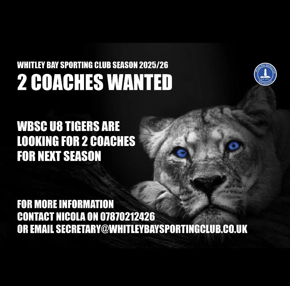 Coaches required for one of our U8 girls next season