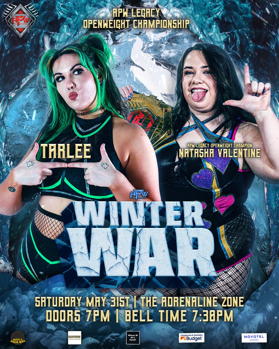ICYMI: <a href="/TarleeOfficial/">TARLEE</a> has answered the open challenge for <a href="/NatashaV_PW/">Natasha Valentine 💗</a>'s Legacy Openweight title at #WinterWar!

Can the champ fend off her internationally recognised "Star of Australian Wrestling" bestie and retain the gold?!

GET TICKETS NOW 🎟 events.humanitix.com/apw-presents-w…