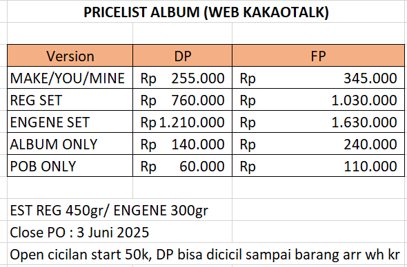 ramyeonzproject's tweet photo. OPEN PO UNLEASH:DESIRE (KKT/KAKAOGIFT)    pricelist: cek foto terlampir 
testi : https://t.co/x2fIXCtWK8 (cek highlight)    

✅open cicilan start 50k 
✅ pilih versi 
✅POB prio list 

📍dom jateng https://t.co/IUyNmneCSO