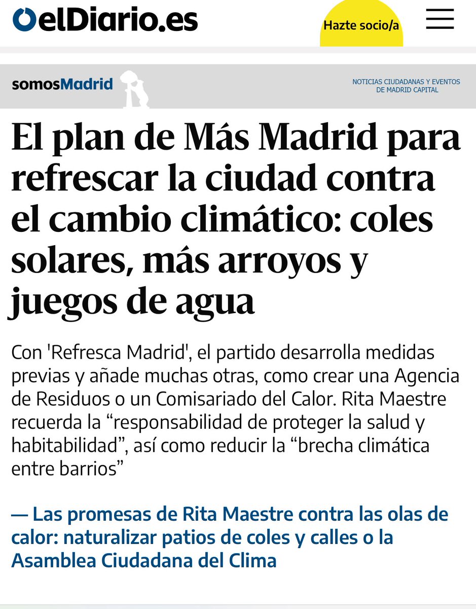 Hoy presentamos un plan para volver a situar a Madrid a la vanguardia de las políticas climáticas y sociales 🌿💚