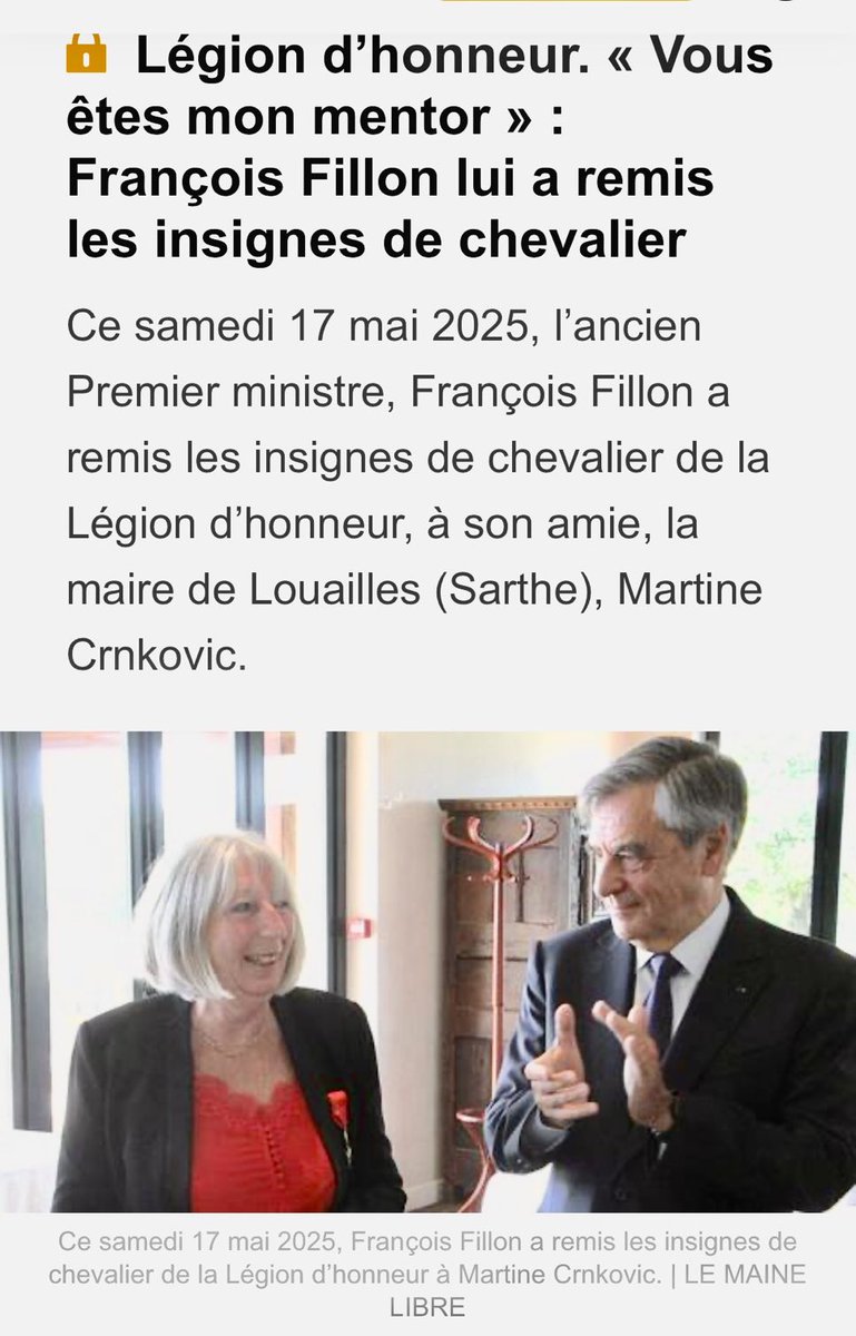schydlowski1's tweet photo. @tcabarrus #Fillon #Justice #Procès  j'attends le 17 juin avec impatience pour connaître sa condamnation alors  qu'il  continue de distribuer à ses petits amis des Légion d honneur 😡 (samedi dernier ] #Tolerance0 https://t.co/duoyUTs9YX