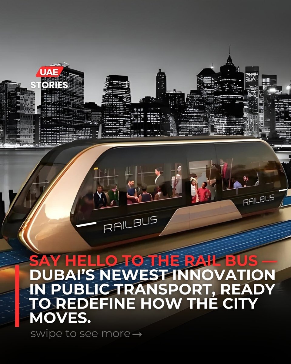 uaestories_'s tweet image. Dubai unveils its cutting-edge rail bus, blending train-like efficiency with bus-like flexibility. With AI tech, electric power, and sleek design, it promises faster, greener, and smarter commutes. 

#RailBus #SmartMobility #DubaiTransport #GreenCity #UAEstories