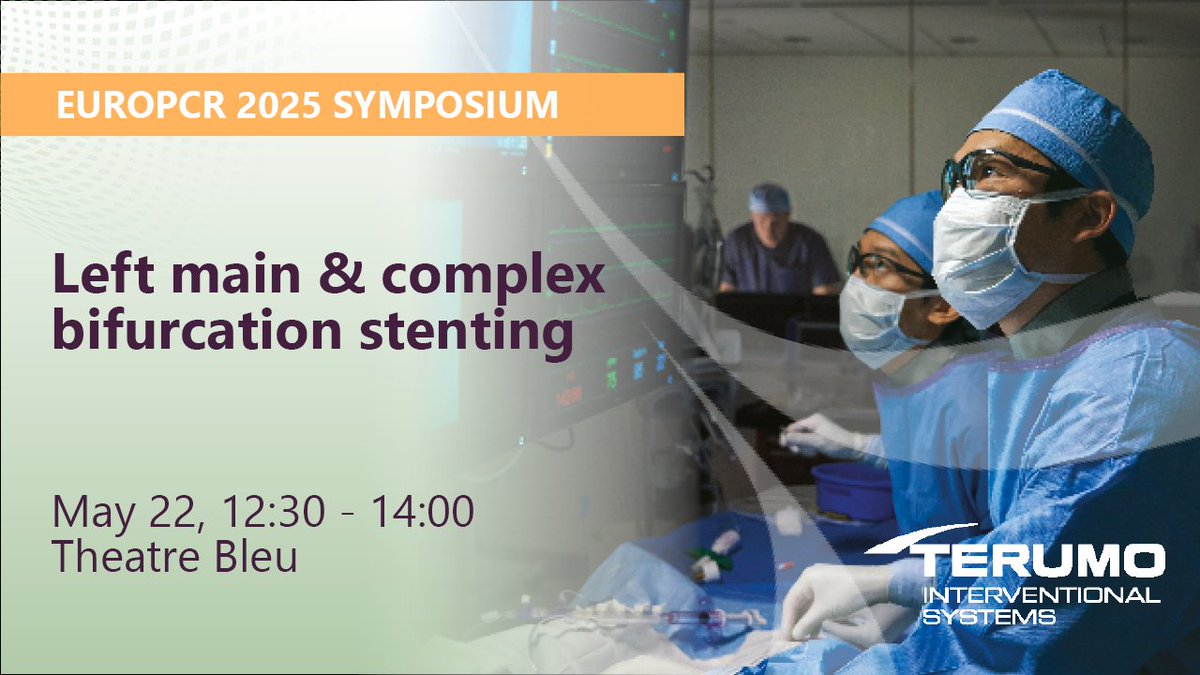 Terumo Interventional Systems (@terumoisuk) on Twitter photo Attend our Symposium with LIVE case to learn about left main and complex bifurcation stenting to gain deeper insights into the mechanical properties of our Sirolimus eluting #coronarystent system and stay updated on the latest clinical results: bit.ly/4juLRHv
<a href="/PCRonline/">PCRonline đź«€</a> Attend our Symposium with LIVE case to learn about left main and complex bifurcation stenting to gain deeper insights into the mechanical properties of our Sirolimus eluting #coronarystent system and stay updated on the latest clinical results: bit.ly/4juLRHv
<a href="/PCRonline/">PCRonline đź«€</a>
