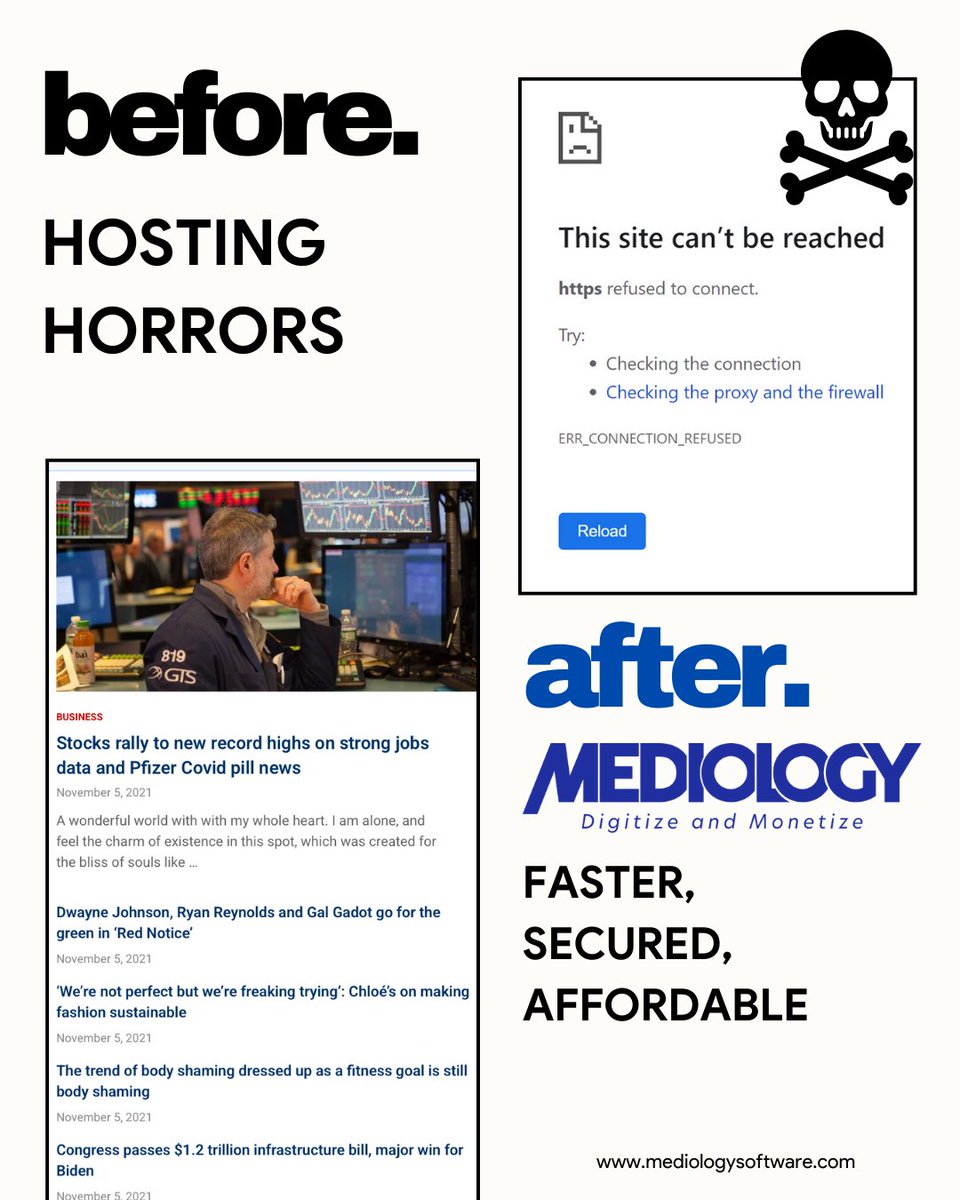 #thoughtfulthursday 🧠 Is your news website secure, fast, and reliable when it matters most? If you’ve ever faced:
❌ “This site can’t be reached.”
❌ Sudden downtimes
❌ Slow loading speeds
❌ Hosting nightmares during peak traffic

…it’s time to rethink your hosting partner.