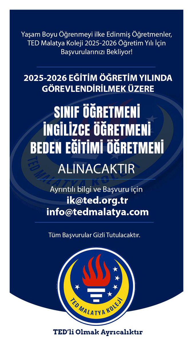 Yaşam Boyu Öğrenmeyi İlke Edinmiş Öğretmenler, TED Malatya Koleji 2025-2026 Öğretim Yılı İçin Başvurularınızı Bekliyor!