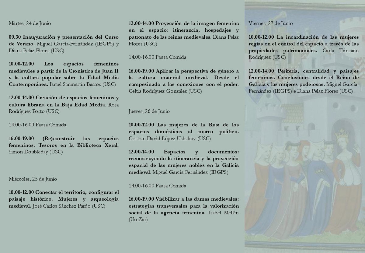 Ya tenemos las primeras personas matriculadas en la escuela de verano #LaCiudadDeLasDamas! Todavía quedan días para incribirse y estaremos encantad@s de compartir unos días llenos de reginalidad, espacios y nuevas miradas hacia el pasado medieval. Te apuntas? El programa aquí👇