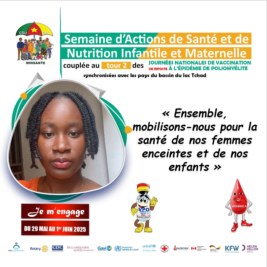 Angy_Create's tweet image. Semaine d’actions de santé et de Nutrition infantile en Maternelle &amp;amp; Journées nationales de vaccination de riposte à l’épidémie de Poliomyélite.
Du 29 mai au 1er Juin prochain, engageons nous pour soutenir cette cause.
 #SasnimJnv25 
#CoreTeamPolio2
#PolioOverT2
#PEVCAMEROON