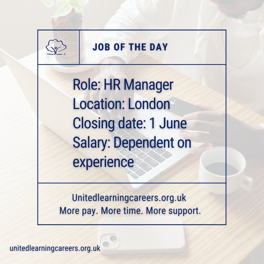 📣 Job of the day 📣 

We are looking to appoint an HR Manager.

If this could be you, find out more and view our vacancies: ow.ly/EeEV50VUNR7

#JobOfTheDay #NowHiring #JobSearch #Hiring #Vacancy #ApplyNow #Education #OpenToWork #Jobs2Apply4 #JOTD