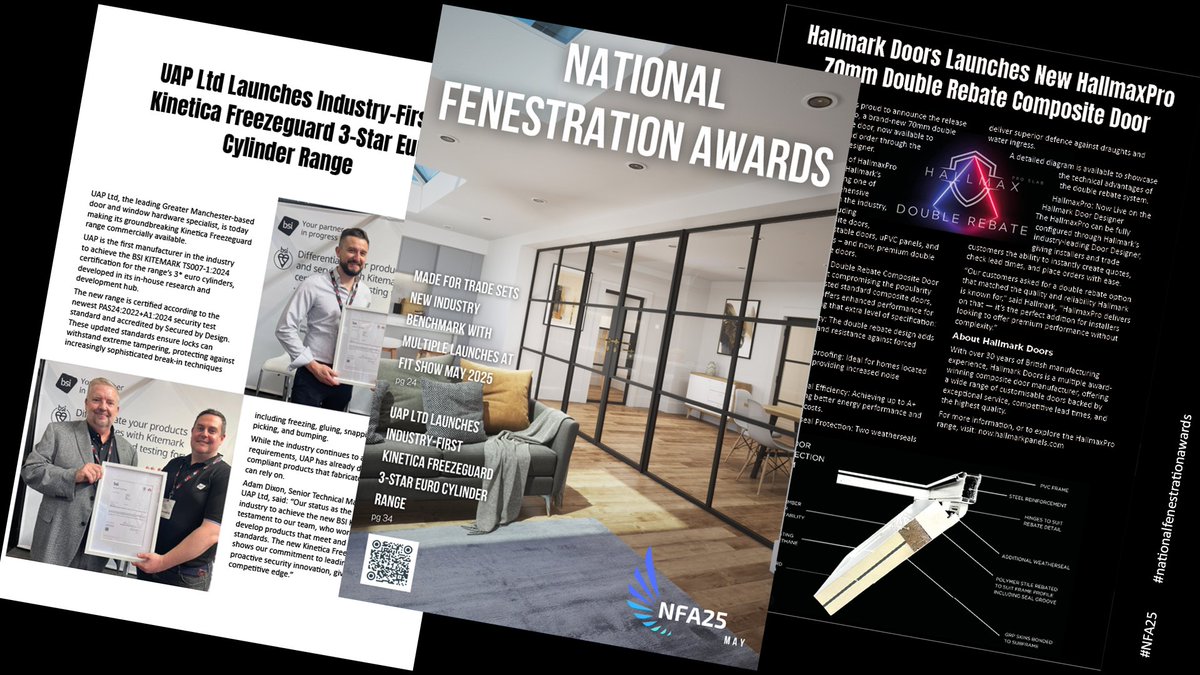 The June edition of NFA Digital is out now! With a stunning front cover from Made For Trade and news from UAP Limited, Hallmark Doors and Panels, Rehau, Geze, VBH , Direct Trade and many more! Click here to read now: online.flippingbook.com/view/662753030/

 #IndustryInsights #NFADigital