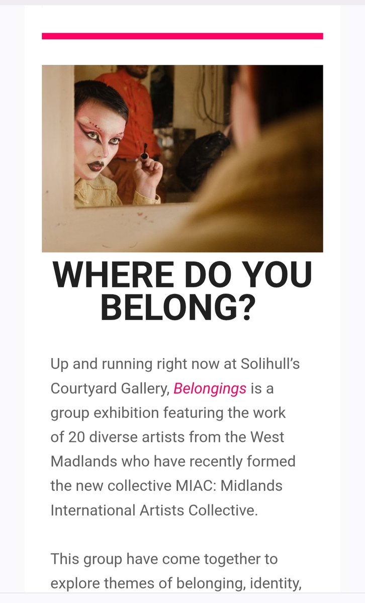 ruth_millington's tweet photo. Delighted to see today's @ichoosemag featuring 2 free exhibitions I've curated! 
'Belongings' @coretheatresol and Open 25 @ColmoreBID @CentralBIDBham are now OPEN! 

https://t.co/adau0JBxdR https://t.co/16yIXiNOAq