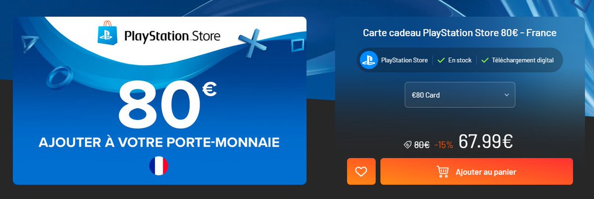 robert87000's tweet photo. Grosses Promos PSN 😍😍

✅Cartes 50€ PSN à 44.55€ :
➡️https://t.co/GVohh6rjFS

✅Cartes 80€ PSN à 67.99€ :
➡️https://t.co/Uujqh6DBbF

✅Cartes 100€ PSN à 88.99€ :
➡️https://t.co/xUWF4xDR5G https://t.co/QT8dCiz2rH