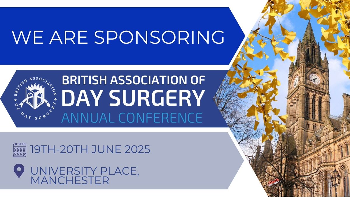 We are delighted to be attending The British Association of Day Surgery Annual Conference 2025 at University Place, Manchester on 19th and 20th June!

Visit our stand to see what's new!

#BADS2025 #DaySurgery #Anaesthesia