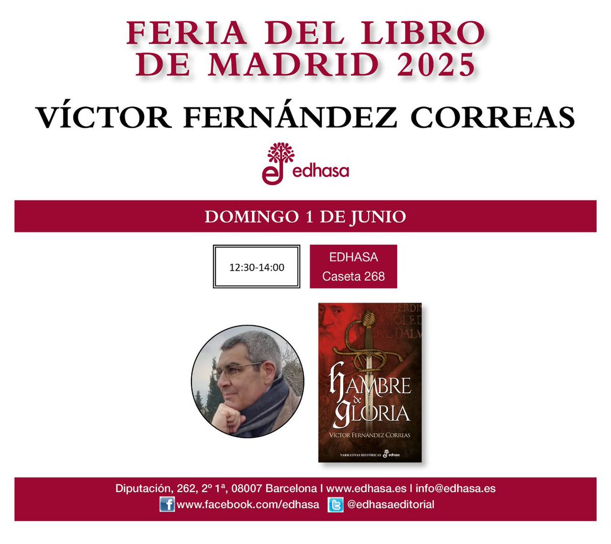 Galiana (@galianargm) on Twitter photo Mañana, 1 de junio, te espera <a href="/VictorFCorreas/">𝗩𝗶́𝗰𝘁𝗼𝗿 𝗙𝗲𝗿𝗻𝗮́𝗻𝗱𝗲𝘇 𝗖𝗼𝗿𝗿𝗲𝗮𝘀</a> en la <a href="/FLMadrid/">Feria del Libro de Madrid</a>
Caseta 268 de <a href="/edhasaeditorial/">edhasa</a>
👇👇👇 Mañana, 1 de junio, te espera <a href="/VictorFCorreas/">𝗩𝗶́𝗰𝘁𝗼𝗿 𝗙𝗲𝗿𝗻𝗮́𝗻𝗱𝗲𝘇 𝗖𝗼𝗿𝗿𝗲𝗮𝘀</a> en la <a href="/FLMadrid/">Feria del Libro de Madrid</a>
Caseta 268 de <a href="/edhasaeditorial/">edhasa</a>
👇👇👇