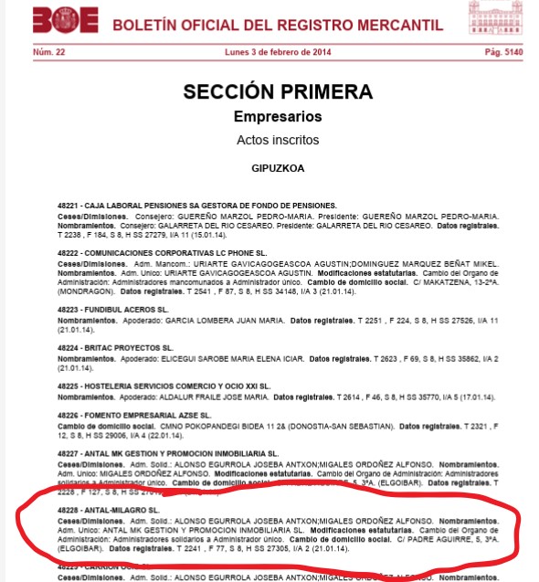 Prometí que ibais a flipar: ¿qué probabilidad hay de q el empresario al q le han dado la mayor obra pública de Navarra tuviese 2 sociedades más una, "Antal Milagro" y otra "Antal Industrial Cintruénigo"? Cerdán es de Milagro y Chivite, de Cintruénigo. Del Registro Mercantil.