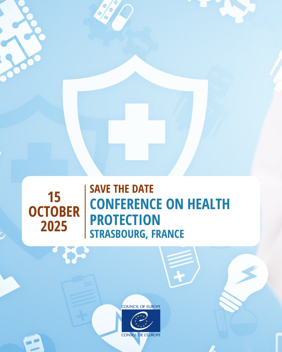 Council of Europe Health (@coe_health) on Twitter photo 📅 SAVE THE DATE: 15 Oct 2025 🌍
Join the <a href="/coe/">Council of Europe</a>'s Conference on Health Protection in Strasbourg, tackling inequalities, digital health, and human rights in healthcare.
📽 Livestream available. Stay tuned for more details! ✉️health@coe.int 📅 SAVE THE DATE: 15 Oct 2025 🌍
Join the <a href="/coe/">Council of Europe</a>'s Conference on Health Protection in Strasbourg, tackling inequalities, digital health, and human rights in healthcare.
📽 Livestream available. Stay tuned for more details! ✉️health@coe.int