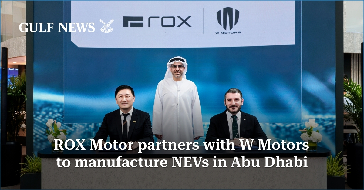 gulf_news's tweet photo. @ROXMotor, a global luxury new energy vehicle brand, has announced a strategic partnership with @WMotors, the UAE’s leading high-performance vehicle manufacturer, to localise production and assembly of its vehicles in the United Arab Emirates.

The agreement, signed at Make it in the Emirates (MIITE) 2025, marks a major milestone in enhancing regional manufacturing and supporting the UAE’s industrial and sustainability goals.

Know more here https://t.co/0cQ9Jx79i7

#Ad #UAE #AbuDhabi #RoxMotors #WMotors