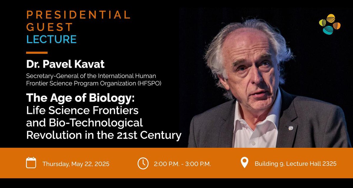🧪 Today HFSPO Secretary-General Pavel Kabat will deliver a Presidential Guest Lecture at <a href="/KAUST_News/">KAUST</a>. He’ll speak on how frontier research is transforming biology—and how interdisciplinary science can reshape both health and climate.  #HFSP #KAUST #FrontierScience #LifeSciences