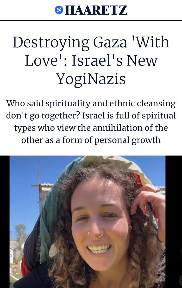 Quando pensi di aver visto ogni forma di perversione dello scibile umano, ecco spuntare gli yoga-nazi.
L'annientamento come forma di amore e di crescita personale.
Rivka Lafair, insegnante di yoga, vive nell'insediamento illegale di Shiloh, "appartiene a una corrente all'interno
