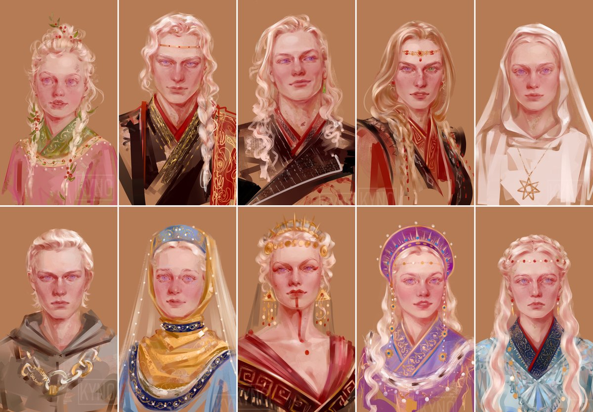 vesperkyno's tweet image. This was a challenge, not only bc of the timing, one Targaryen each day, but bc of their faces and styles aswell.
Now I can see them side by side and take notes on what can I do better next time and what I mean to save.