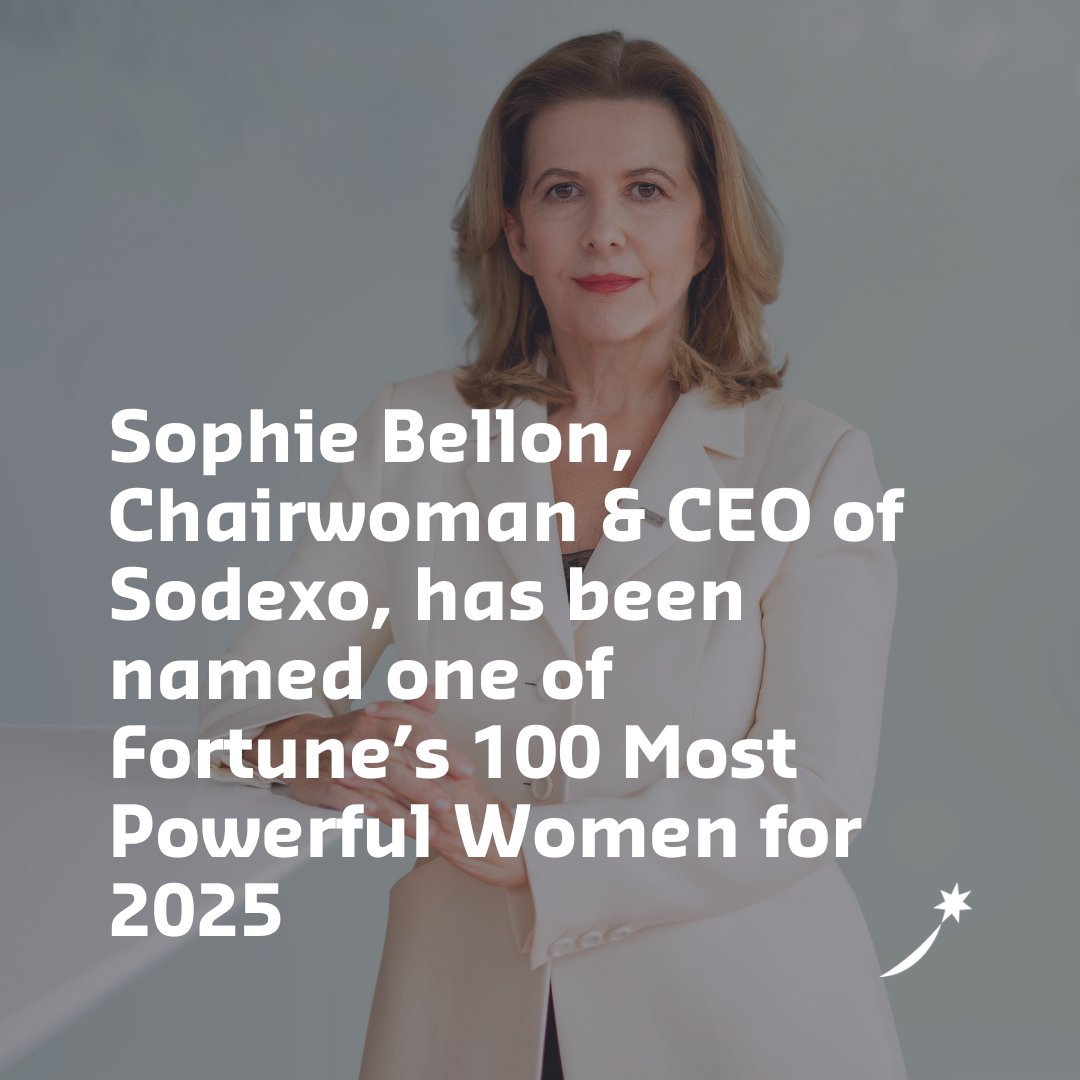 We’re proud to share that <a href="/SophieBellon/">Sophie Bellon</a>, our Chairwoman &amp; CEO, has been named to the 2025 <a href="/FortuneMagazine/">FORTUNE</a> Most Powerful Women list 🌍 

A recognition of her strong vision &amp; purpose-led leadership 🔗fortune.com/ranking/most-p… 

#FortuneMPW #Leadership #WeAreSodexo